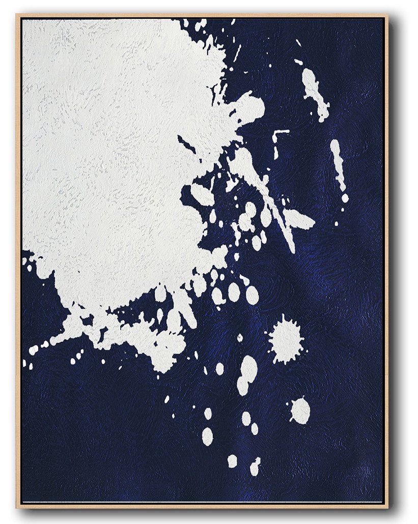 Buy Hand Painted Navy Blue Abstract Painting Online - Black Abstract Painting Huge